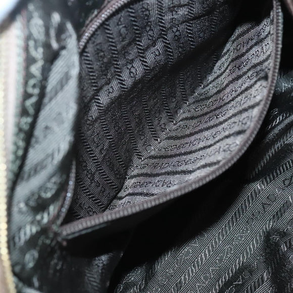 PRADA Chain Shoulder Bag Nylon Beige Gold Auth bs26352