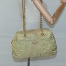 PRADA Chain Shoulder Bag Nylon Beige Gold Auth bs26352-22