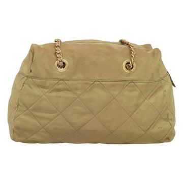 PRADA Chain Shoulder Bag Nylon Beige Gold Auth bs26352 - 0
