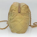PRADA Chain Shoulder Bag Nylon Beige Gold Auth bs26352-4