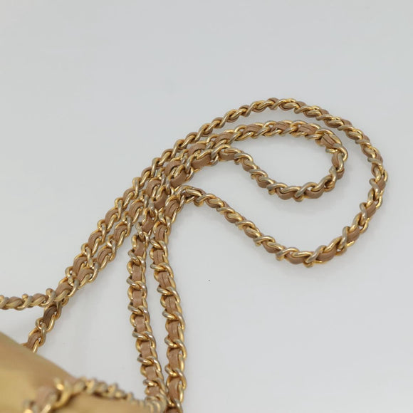 PRADA Chain Shoulder Bag Nylon Beige Gold Auth bs26352