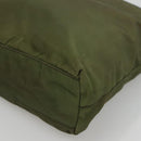 PRADA Shoulder Bag Nylon Khaki Silver Auth bs26358-9