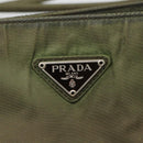 PRADA Shoulder Bag Nylon Khaki Silver Auth bs26358-17