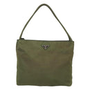 PRADA Shoulder Bag Nylon Khaki Silver Auth bs26358-13