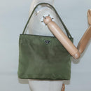 PRADA Shoulder Bag Nylon Khaki Silver Auth bs26358-24