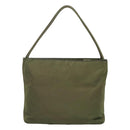 PRADA Shoulder Bag Nylon Khaki Silver Auth bs26358-2