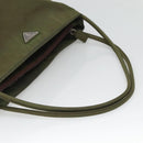 PRADA Shoulder Bag Nylon Khaki Silver Auth bs26358-7