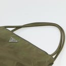 PRADA Shoulder Bag Nylon Khaki Silver Auth bs26358-8