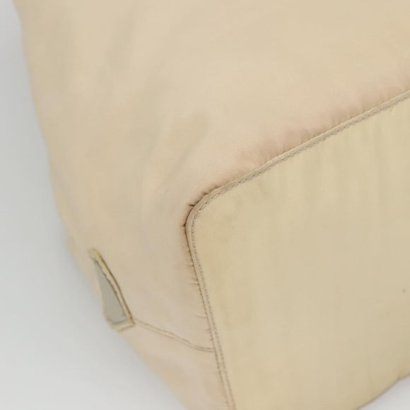 PRADA Hand Bag Nylon Plastic Beige Silver Auth bs26359