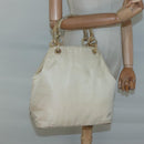 PRADA Hand Bag Nylon Plastic Beige Silver Auth bs26359-22