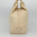 PRADA Hand Bag Nylon Plastic Beige Silver Auth bs26359-3