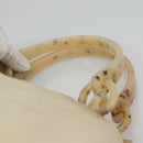 PRADA Hand Bag Nylon Plastic Beige Silver Auth bs26359-8