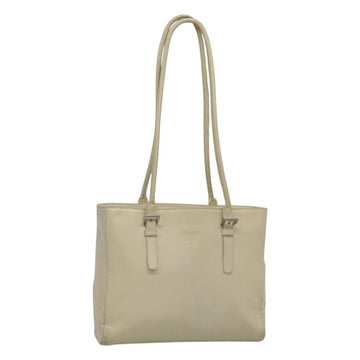 PRADA Shoulder Bag Leather nylon White Silver Auth bs26360