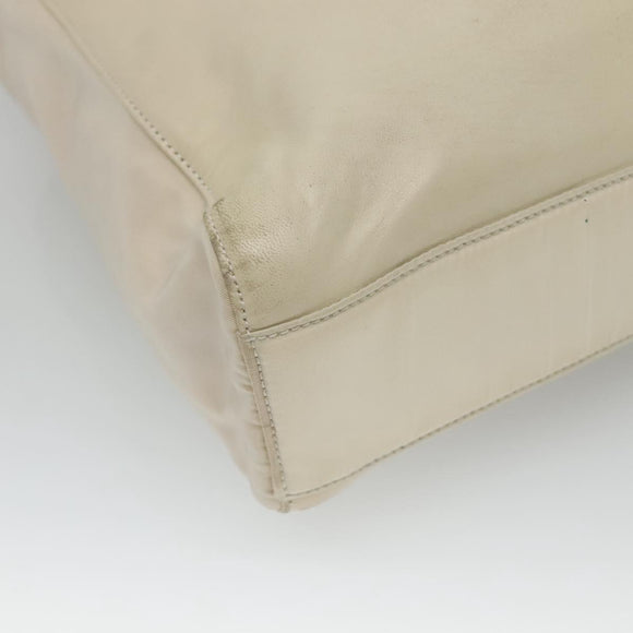 PRADA Shoulder Bag Leather nylon White Silver Auth bs26360