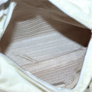 PRADA Shoulder Bag Leather nylon White Silver Auth bs26360-11