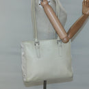 PRADA Shoulder Bag Leather nylon White Silver Auth bs26360-22