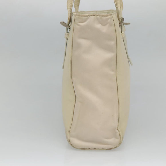 PRADA Shoulder Bag Leather nylon White Silver Auth bs26360