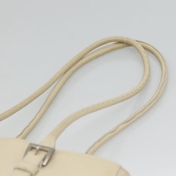 PRADA Shoulder Bag Leather nylon White Silver Auth bs26360