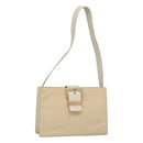 PRADA Shoulder Bag Nylon Leather White Silver Auth bs26362-1