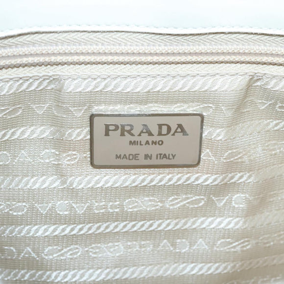PRADA Shoulder Bag Nylon Leather White Silver Auth bs26362