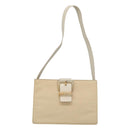 PRADA Shoulder Bag Nylon Leather White Silver Auth bs26362-13