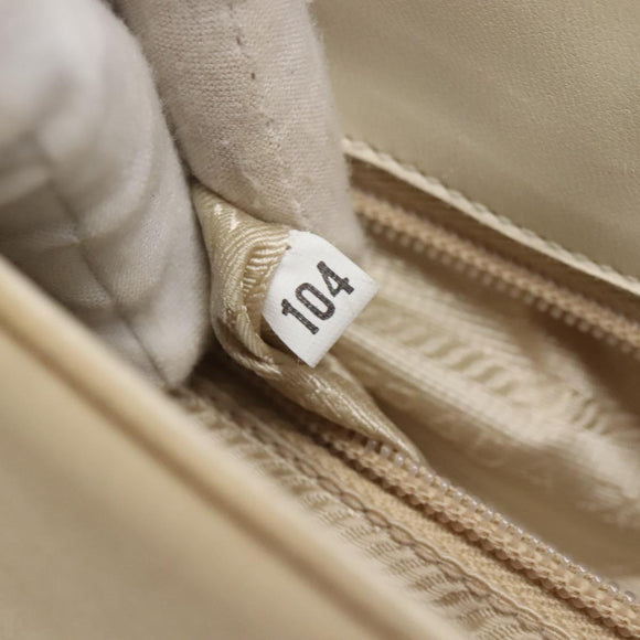 PRADA Shoulder Bag Nylon Leather White Silver Auth bs26362