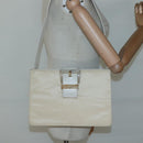 PRADA Shoulder Bag Nylon Leather White Silver Auth bs26362-21