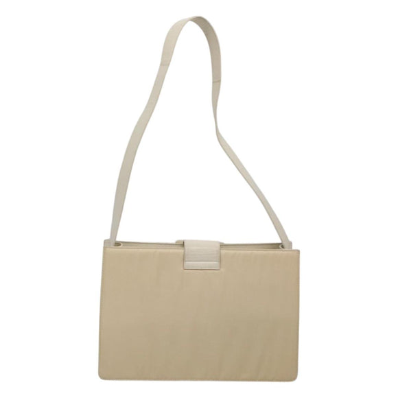 PRADA Shoulder Bag Nylon Leather White Silver Auth bs26362