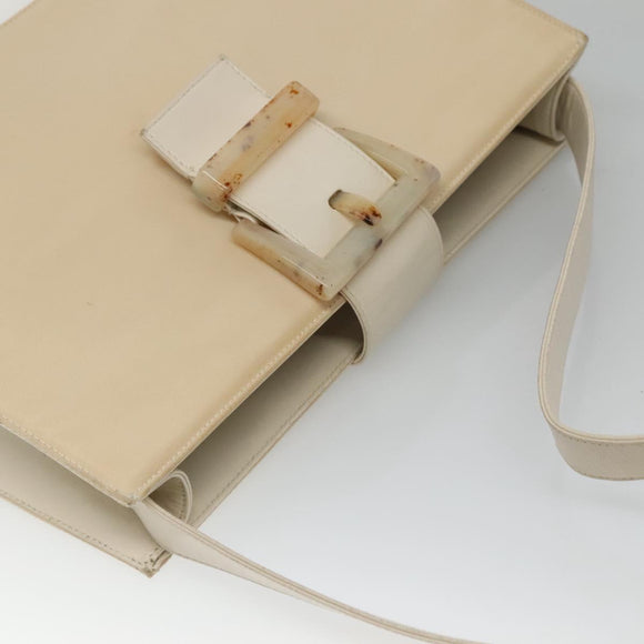 PRADA Shoulder Bag Nylon Leather White Silver Auth bs26362