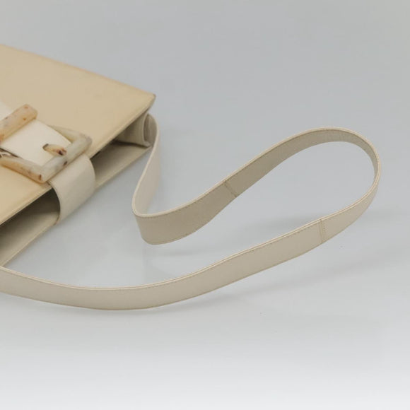 PRADA Shoulder Bag Nylon Leather White Silver Auth bs26362