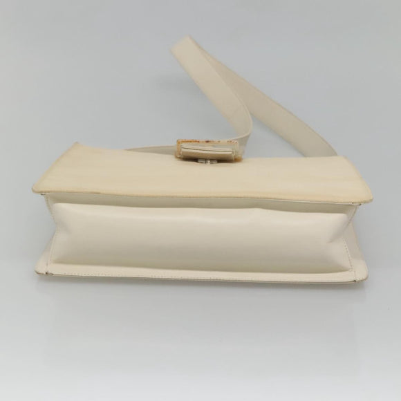 PRADA Shoulder Bag Nylon Leather White Silver Auth bs26362