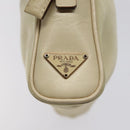 PRADA Hand Bag Nylon Leather Beige Gold Auth bs26363-19