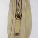PRADA Hand Bag Nylon Leather Beige Gold Auth bs26363-20