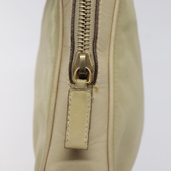 PRADA Hand Bag Nylon Leather Beige Gold Auth bs26363