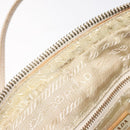 PRADA Hand Bag Nylon Leather Beige Gold Auth bs26363-8