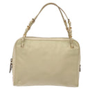 PRADA Hand Bag Nylon Leather Beige Gold Auth bs26363-13