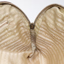 PRADA Hand Bag Nylon Leather Beige Gold Auth bs26363-22