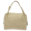 PRADA Hand Bag Nylon Leather Beige Gold Auth bs26363-2