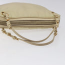 PRADA Hand Bag Nylon Leather Beige Gold Auth bs26363-7