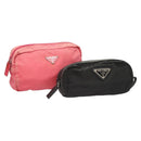 PRADA Pouch Nylon 2Set Black Pink Auth bs26370-1