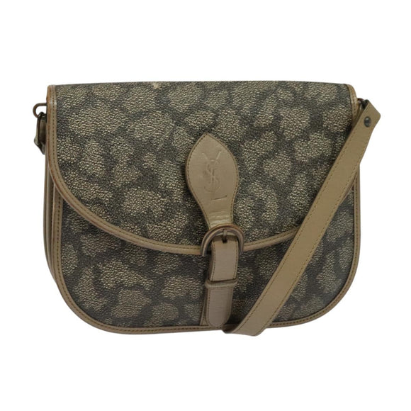 SAINT LAURENT Shoulder Bag PVC Leather Beige Auth bs26374