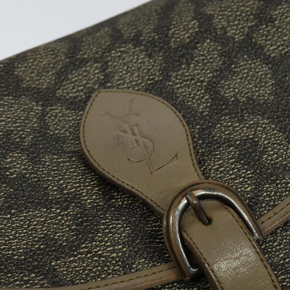 SAINT LAURENT Shoulder Bag PVC Leather Beige Auth bs26374