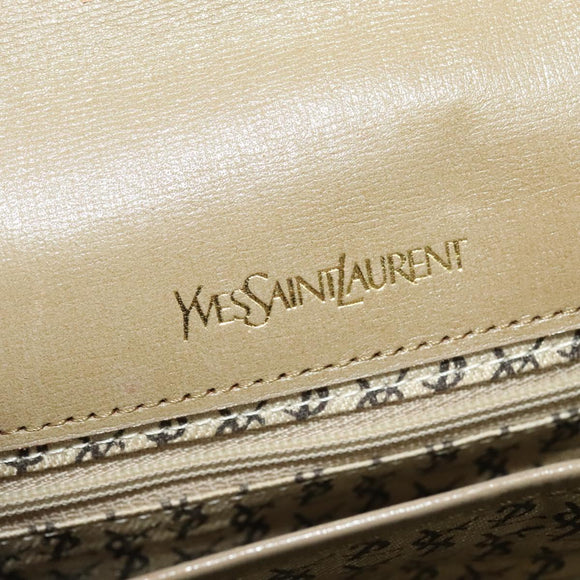 SAINT LAURENT Shoulder Bag PVC Leather Beige Auth bs26374