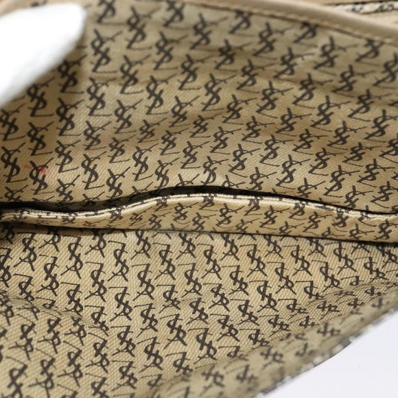 SAINT LAURENT Shoulder Bag PVC Leather Beige Auth bs26374