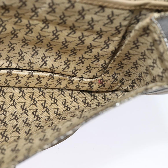 SAINT LAURENT Shoulder Bag PVC Leather Beige Auth bs26374