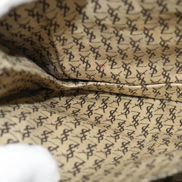 SAINT LAURENT Shoulder Bag PVC Leather Beige Auth bs26374