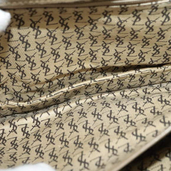 SAINT LAURENT Shoulder Bag PVC Leather Beige Auth bs26374