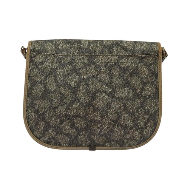 SAINT LAURENT Shoulder Bag PVC Leather Beige Auth bs26374