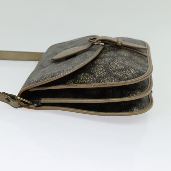 SAINT LAURENT Shoulder Bag PVC Leather Beige Auth bs26374