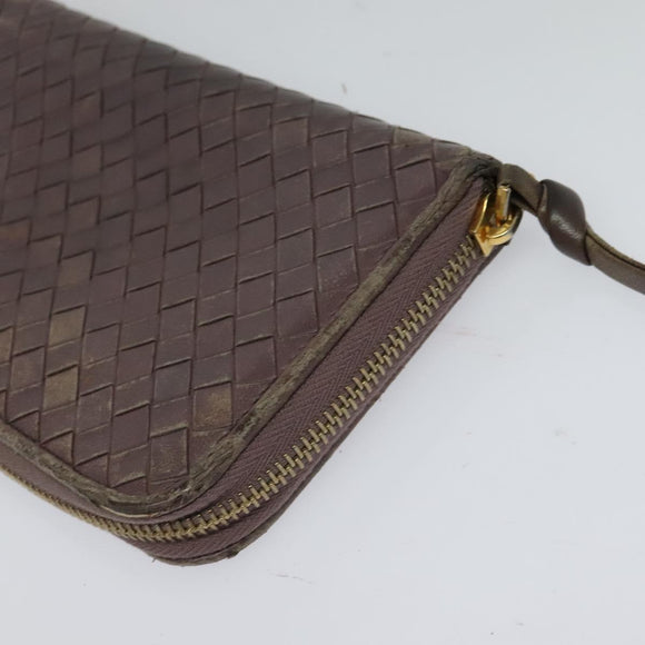 BOTTEGA VENETA INTRECCIATO Wallet Leather 2 Set Beige Brown Auth bs26378